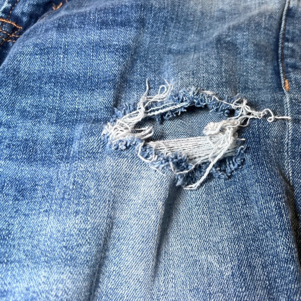 Aeropostale Mens Size 30x30 Skinny Taper Jeans Blue Distressed Ripped Frayed Hem - Picture 7 of 16